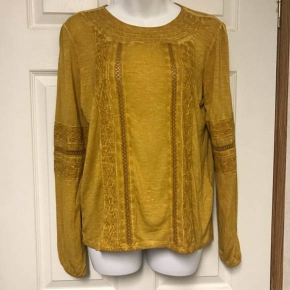 Max Jeans golden mustard long sleeve top‎ small - Picture 1 of 4